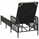 Sun Lounger Black and Cream White 55 x 200 x 92 cm Poly Rattan 365425
