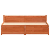 Bed Frame Wax Brown 205.5 x 165.5 x 51 cm Solid Pine Wood 870154