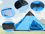 6 Men Tipi Tent with Carry Bag - Blue T3398P348695