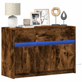 TV Cabinet with LED Smoked Oak 91x34x61 cm Engineered Wood 852184