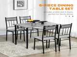 Five-Piece Marble Effect Dining Table Set - Grey/Black T3398P341236
