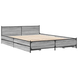 Bed Frame with Drawers without Mattress Grey Sonoma 150x200 cm King Size 3279930