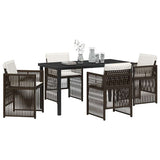 Garden Dining Set 5 pcs Brown Powder-Coated Steel 3380658