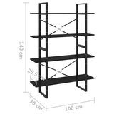 Book Cabinet Black Solid pine wood, metal Large Book Cabinet 806486