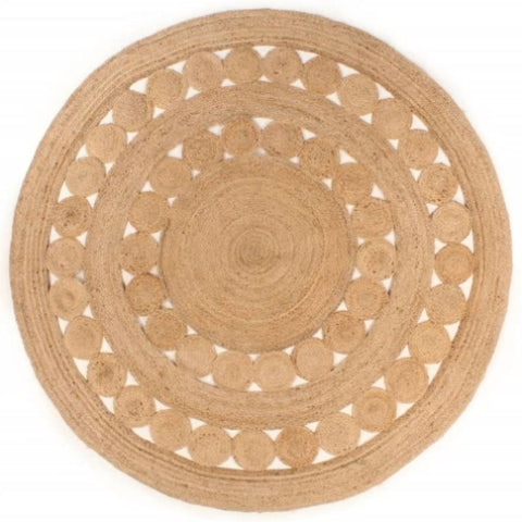 Area Rug Braided Design Jute 180 cm Round 343590