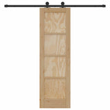 Sliding Door Natural and Black 61 x 198.5 cm Solid Pine Wood 3333352