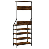 Clothes Rack with Shoe Storage Smoked Oak 70x34x184 cm 837874
