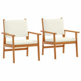 Garden Chair with Cushion 2 pcs Cream White Solid Acacia Wood 4106576