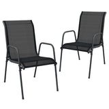Garden Dining Set Black, Anthracite Steel, Textilene, Glass 3203728