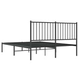Metal Bed Frame without Mattress with Headboard Black 135x190cm 350863
