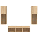 5 Piece TV Wall Units with LED Sonoma Oak Engineered Wood 3216606
