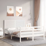 Bed Frame without Mattress White Double Solid Wood 3195002