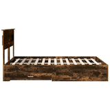 Bed Frame with Drawer Smoked Oak 140 x 200 cm Engineered Wood 3409991