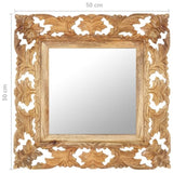 Hand Carved Mirror Brown 50x50 cm Solid Mango Wood 321638