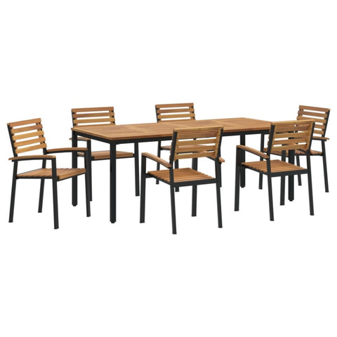 ZNTS 7 Piece Garden Dining Set Solid Wood Acacia and Metal 3284403
