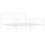 ZNTS Metal Bed Frame with Headboard and Footboard White 160x200 cm 373957