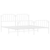 ZNTS Metal Bed Frame with Headboard and Footboard White 160x200 cm 373957