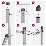 Embedded Fence Post 26 pcs Silver Powder-Coated Steel 3350149