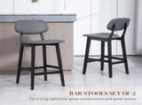 Bar Stools Set of 2, Breakfast Bar Chairs, PU Leather Upholstered Kitchen Stools with Backs, T3398P342291