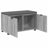 Hall Bench with Cushion with Shelf Grey Sonoma 80 x 38 x 46 cm 891485