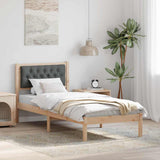 Bed Frame with Headboard Dark Grey 90 x 190 cm Solid Pine Wood 878225