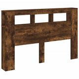 LED Headboard Smoked Oak 160x18.5x103.5 cm Engineered Wood 837355