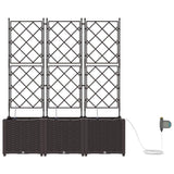 Garden Planter 3 pcs Brown 120 x 40 x 142 cm Plastic 42002830