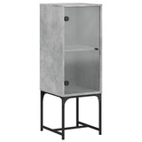 Side Cabinet with Glass Doors Concrete Grey 35x37x100 cm 836556
