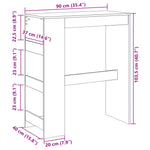 ZNTS Bar Table with Racks White 90x40x103.5 cm Engineered Wood 854373