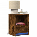 ZNTS Bedside Cabinets with LED Lights 2 pcs Smoked Oak Engineered Wood 852028