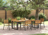 Garden Dining Set 7 pcs Black Solid Acacia Wood 3365463
