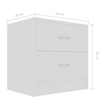 Bedside Cabinets 2 pcs White 40x30x40 cm Engineered Wood 801036