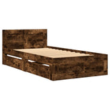 Bed Frame with Headboard without Mattress Smoked Oak 100x200 cm 3295580