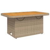 Garden Table Beige 90x55x71 cm Poly Rattan and Acacia Wood 368277