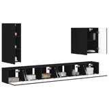 TV Wall Cabinet Set Wall-mounted 6 pcs Black 3408944