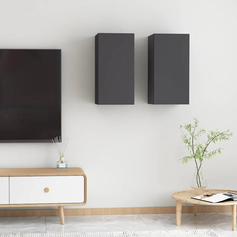 TV Cabinets 2 pcs Grey 30.5x30x60 cm Engineered Wood 803331