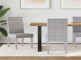Dining Chair 2 pcs Solid Mahogany Wood White Wash 42012419