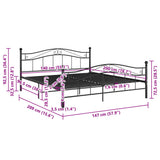 Bed Frame Black Powder-coated metal 140x200 cm Mattress Size 324997