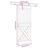Sliding Door with Hardware Set 80x210 cm Solid Wood Pine 3332761