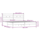 Metal Bed Frame without Mattress Sonoma Oak 193x203 cm 3308497