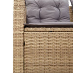 ZNTS Garden Sofa with Table and Cushions L-Shaped Beige Poly Rattan 369042