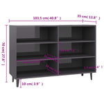 Sideboard High Gloss Grey 103.5x35x70 cm Engineered Wood 806048