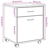 Rolling Cabinet Artisan Oak 45x38x54 cm Engineered Wood 856655