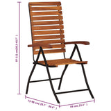Garden Chair Set of 2 Brown and Black Acacia hardwood and steel 44391