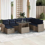 9 Piece Garden Sofa Set with Cushions Grey Poly Rattan 3327841