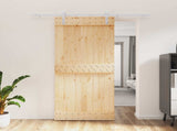 Sliding Door Natural and White 90 x 210 cm Solid Pine Wood 3444936