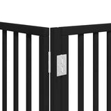 Dog Gate with Door Foldable 6 Panels Black 480 cm Poplar Wood 3155569