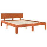 Bed Frame with Headboard Wax Brown 140 x 190 cm Solid Pine Wood 863965