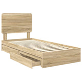 Storage Bed with Drawer Sonoma Oak 100 x 200 cm Engineered Wood 3412716