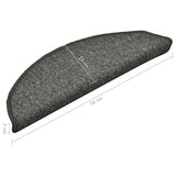 Stair Mats 15 pcs 56x17x3 cm Dark Grey Half Round 322368